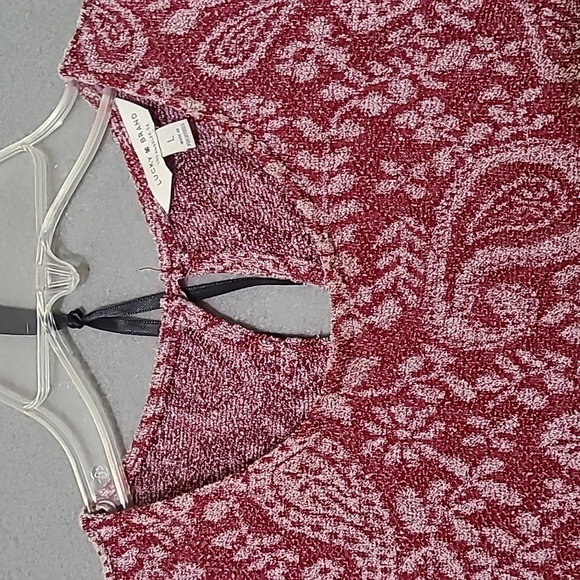 LUCKY‎ BRAND Women's Deep Red High-Low Cold Shoulder Blouse - Size Large - Picture 3 of 16